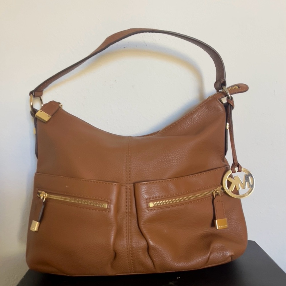 Michael Kors Brown Shoulder Bag with Gold Details